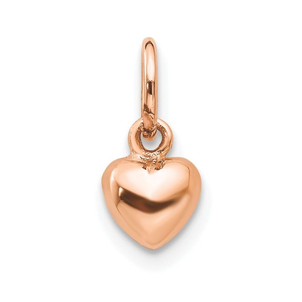 14k Rose Gold Tiny Puffed Heart Charm, 5mm (3/16 inch)